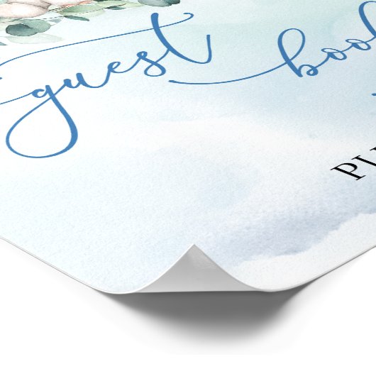 Modernes Drehbuch Niedlich Elephant Blue Gästebuch (Ecke)