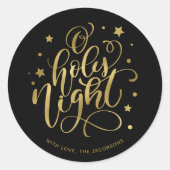 Modernes Drehbuch O Heilige Nacht Weihnachtsklassi Runder Aufkleber (Vorderseite)