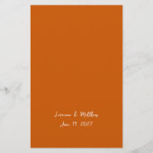 Modernes Drehbuch Orange Wedding Menu (Rückseite)