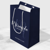 Modernes Drehbuch Personalisierte Bridesmaier Navy Mittlere Geschenktüte