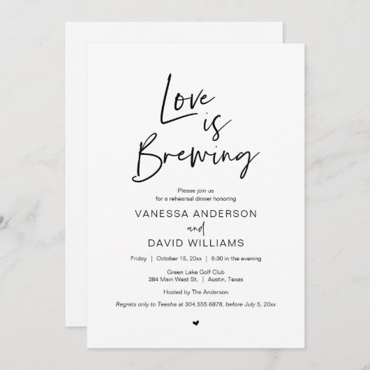 Modernes Drehbuch, Probe Dinner und Party Einladung (Vorne/Hinten)