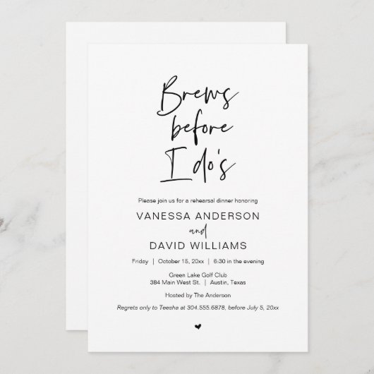 Modernes Drehbuch, Probe Dinner und Party Invitati Einladung (Vorne/Hinten)