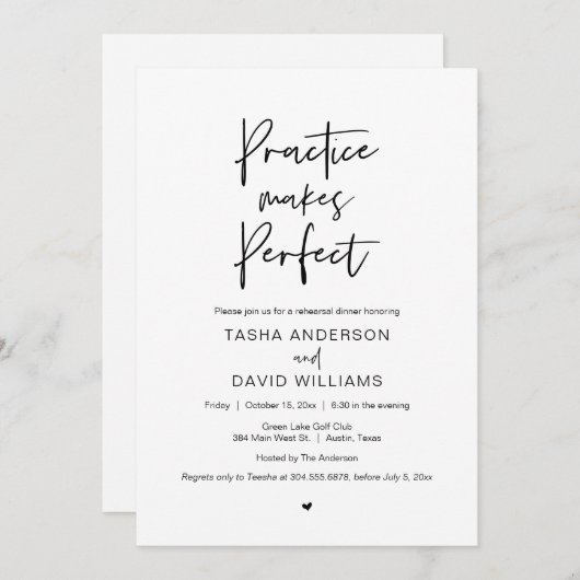 Modernes Drehbuch, Probe Dinner und Party Invitati Einladung (Vorne/Hinten)