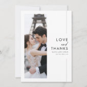 Modernes Drehbuch Romantische 3-Foto Hochzeit Dankeskarte (Vorderseite)