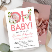Modernes Drehbuch Rosa Floral Neue Baby Ankündigun Einladung