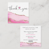 Modernes Drehbuch rosa Herz danke Ihnen für Ihre B Quadratische Visitenkarte (Vorne/Hinten)