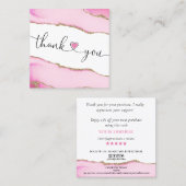 Modernes Drehbuch rosa Herz danke Ihnen für Ihre B Quadratische Visitenkarte (Vorne/Hinten)