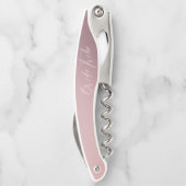 Modernes Drehbuch Rosa Ombré Bridesmaid Vorschlag Kellnermesser (Rückseite)