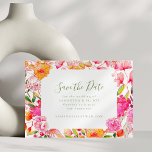 Modernes Drehbuch Rosa Orange Blume Hochzeit Save The Date<br><div class="desc">Modernes Script Rosa Orange Blume Einfache Hochzeit Speichern Sie das Datum</div>