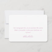 Modernes Drehbuch Rosa Polterabend Geburtstag Dankeskarte (Rückseite)