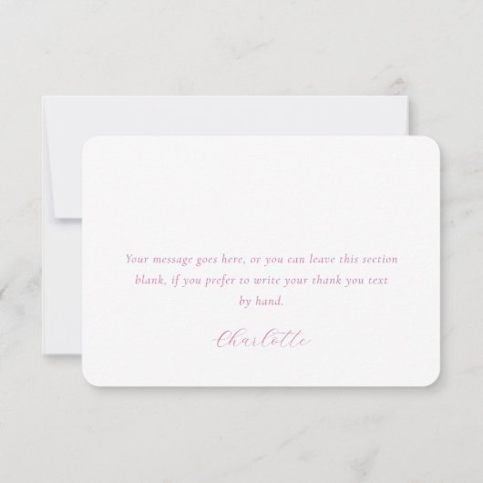 Modernes Drehbuch Rosa Polterabend Geburtstag Dankeskarte (Rückseite)