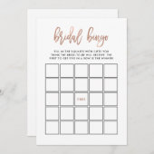 Modernes Drehbuch| Rose Gold Brautparty Bingo Game Einladung (Vorne/Hinten)