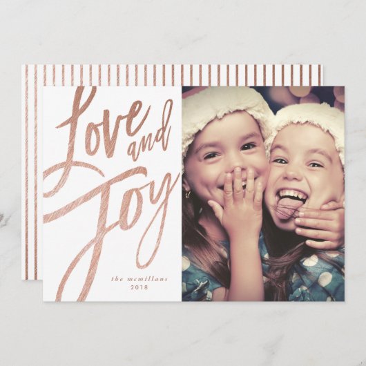 Modernes Drehbuch| Rose Gold| Urlaubsfotokarte Einladung (Vorne/Hinten)