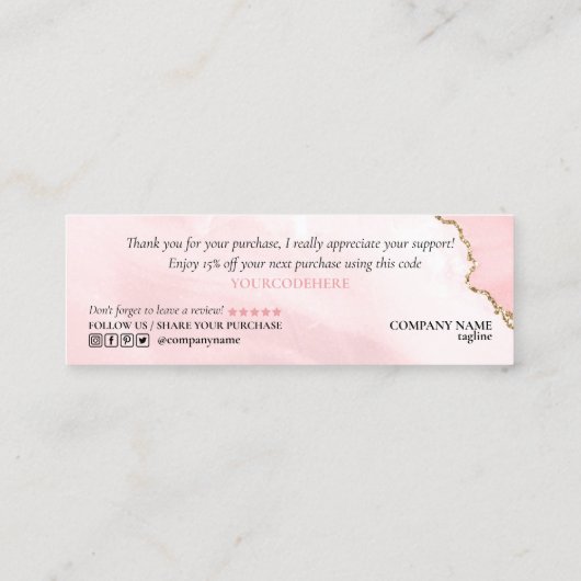 Modernes Drehbuch rot rosa Herz danke Ihnen für di Mini Visitenkarte (Rückseite)