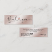 Modernes Drehbuch rot rosa Herz danke Ihnen für di Mini Visitenkarte (Vorne/Hinten)