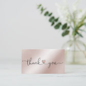 Modernes Drehbuch rot rosa Herz danke Ihnen für di Visitenkarte (Stehend Vorderseite)