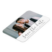 Modernes Drehbuch Save the Date Hochzeitsszitat-Fo Magnet (Linke Seite)