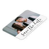 Modernes Drehbuch Save the Date Hochzeitsszitat-Fo Magnet (Linke Seite)