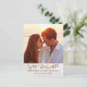 modernes Drehbuch Save the Date Postkarte (Stehend Vorderseite)