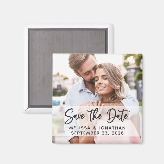 Modernes Drehbuch schlichtes elegantes Foto Save t Magnet (Vorderseite/Rückseite)
