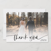 Modernes Drehbuch schwarz danke 2 Fotos Hochzeit (Vorderseite)