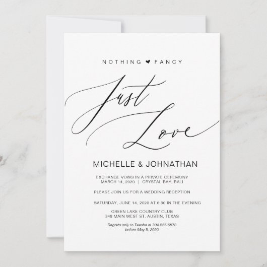 Modernes Drehbuch, Schwarz, Hochzeitlicher Empfang Einladung (Vorderseite)