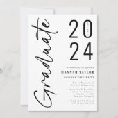 Modernes Drehbuch Schwarz-weiß 2024 Foto Abschluss Ankündigung (Vorderseite)