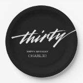 Modernes Drehbuch Schwarz-weiß 30. Geburtstag Pappteller (Vorderseite)