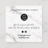 Modernes Drehbuch Schwarz-weiß Marmor Vielen Dank Quadratische Visitenkarte (Rückseite)