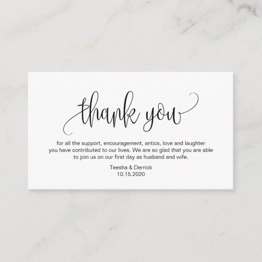 Modernes Drehbuch, Schwarzer Schriftart, Hochzeit Begleitkarte (Vorderseite)