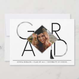 Modernes Drehbuch Silver Tassel Grad Foto Collage Einladung