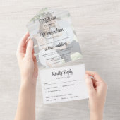 Modernes Drehbuch transparentes Foto All In One Einladung (Abreißen)