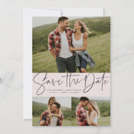 Modernes Drehbuch trendy drei Foto rot Rosa Save The Date