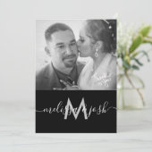 Modernes Drehbuch Vielen Dank für Ihr Hochzeitmong Einladung (Stehend Vorderseite)