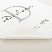 Modernes Drehbuch White Gray Monogram Sherpadecke (3/4)