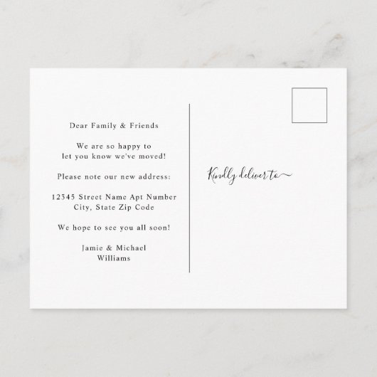 Modernes Drehbuch Wir haben das Goldene Herz-Haus- Ankündigungspostkarte (Rückseite)