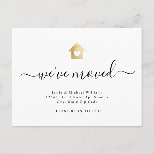 Modernes Drehbuch Wir haben das Goldene Herz-Haus- Ankündigungspostkarte (Vorderseite)