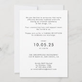 Modernes Drehbuch Wir haben die Hochzeitsempfehlun Einladung (Rückseite)