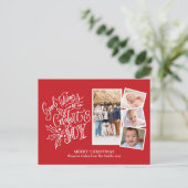Modernes Drehbuch zu Red Good Tidings & Joy Postkarte (Stehend Vorderseite)