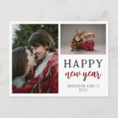 Modernes Drehbuch Zwei Fotos Familie glücklich Neu Postkarte (Vorderseite)