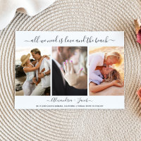 Modernes Drei-Foto-Beach-Hochzeit Save the Date