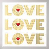 Modernes Drei-Wörter "LIEBE" und rote Herzen Foliendrucke (Vorderseite)