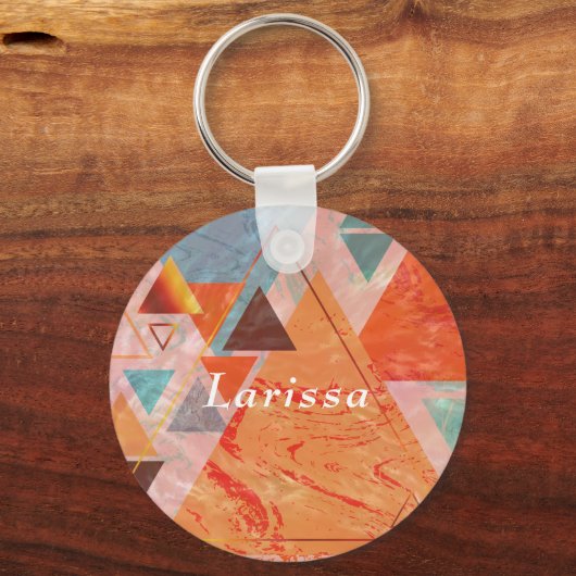 Modernes Dreieck-Design - künstlerische Geometrie Schlüsselanhänger (Vorderseite)