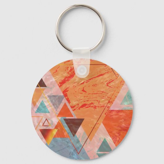 Modernes Dreieck-Design - künstlerische Geometrie Schlüsselanhänger (Rückseite)