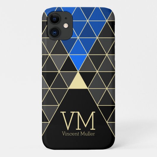 Modernes Dreiecksmuster mit Monogramm Case-Mate iPhone Hülle (Rückseite)