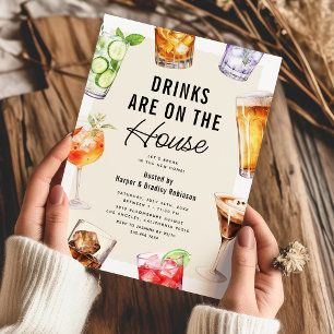 Modernes Drinks Party für die Haushaltsaufwärmung Einladung