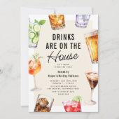 Modernes Drinks Party für die Haushaltsaufwärmung Einladung (Vorderseite)