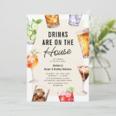 Modernes Drinks Party für die Haushaltsaufwärmung Einladung (Stehend Vorderseite)