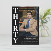 Modernes DRITTEN Foto 30. Geburtstag Party Einladung (Stehend Vorderseite)