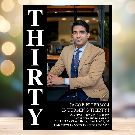 Modernes DRITTEN Foto 30. Geburtstag Party Einladung